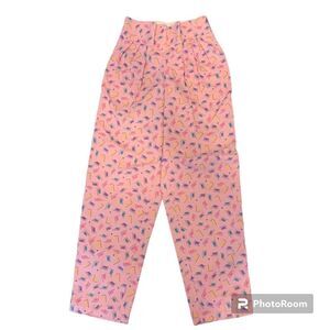 Girls Vtg 90’s pleasured High waisted pink pants all over print size 10
